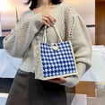 thumbnail image 6 of Trendy Cute Office Worker Tote For Students Stripe Casual Women Shoulder Bags Korean Canvas Handbag Grid Underarm Bags Lunch Bags KHAKI, 6 of 8