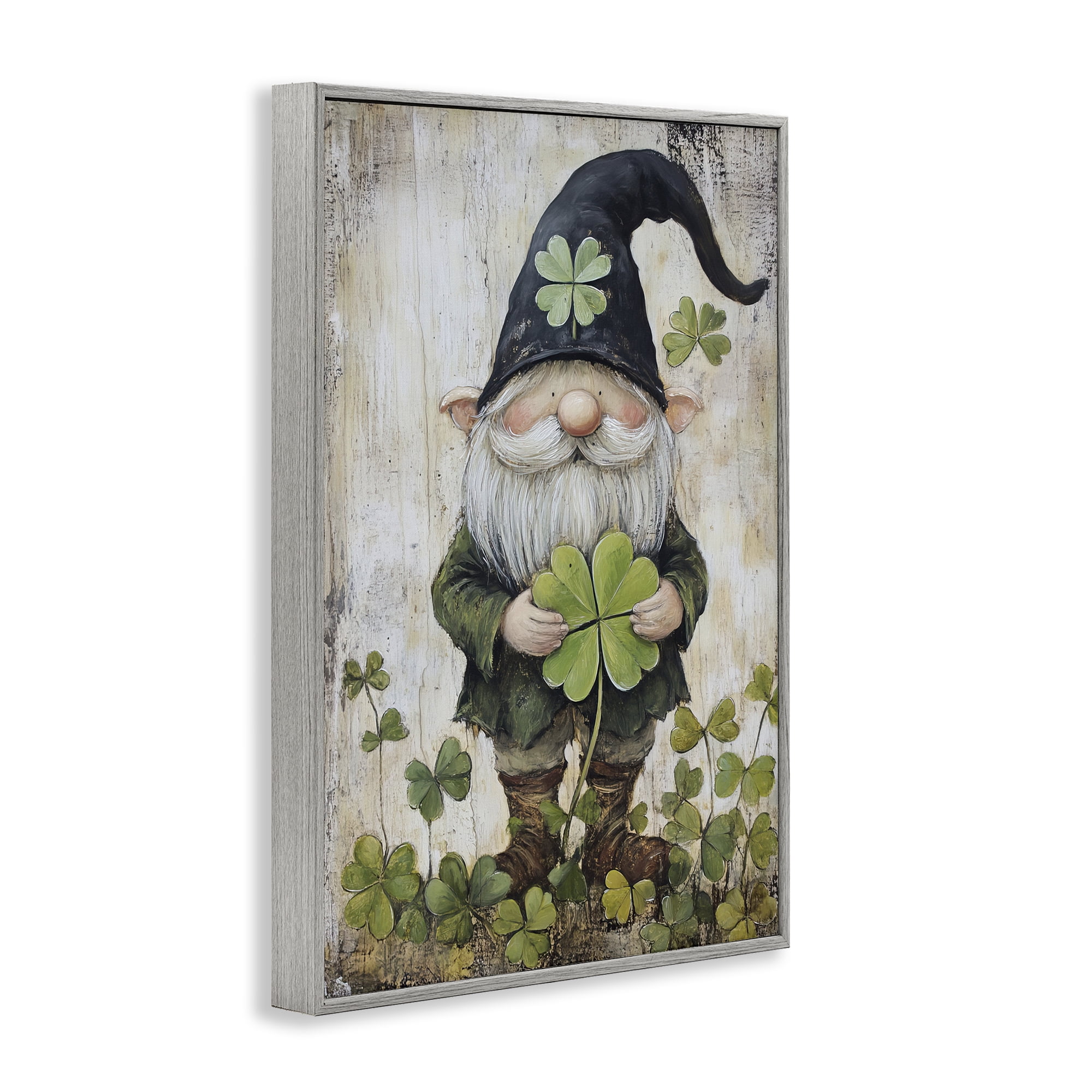 Stupell Industries Cottage Shamrock Gnome Gray Framed Giclee Art, design by Tina LeCour
