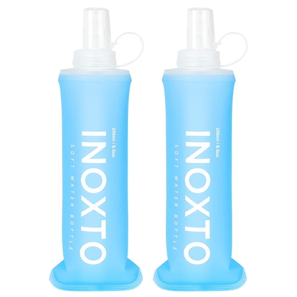 INOXTO Soft Flask, botellas de agua blandas plegables para chalecos de hidratación y mochilas para correr, botellas blandas para correr para senderismo, ciclismo (250/500 ml) (2 piezas pequeñas)