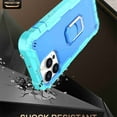 thumbnail image 7 of Dteck Back Case For Apple iPhone 13 Pro, Ring Stand Shockproof Hybrid Hard PC Soft Silicone Bumper Heavy Duty Shockproof Three Layer Drop Protective Girls Boy Cute Phone Case(Mint+Blue), 7 of 7