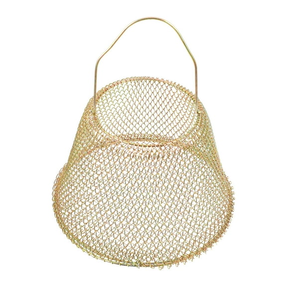 PAMINGONO 1Set Golden Iron Egg Basket Foldable and Portable for Fresh Egg and Snack Storage in Home Kitchens