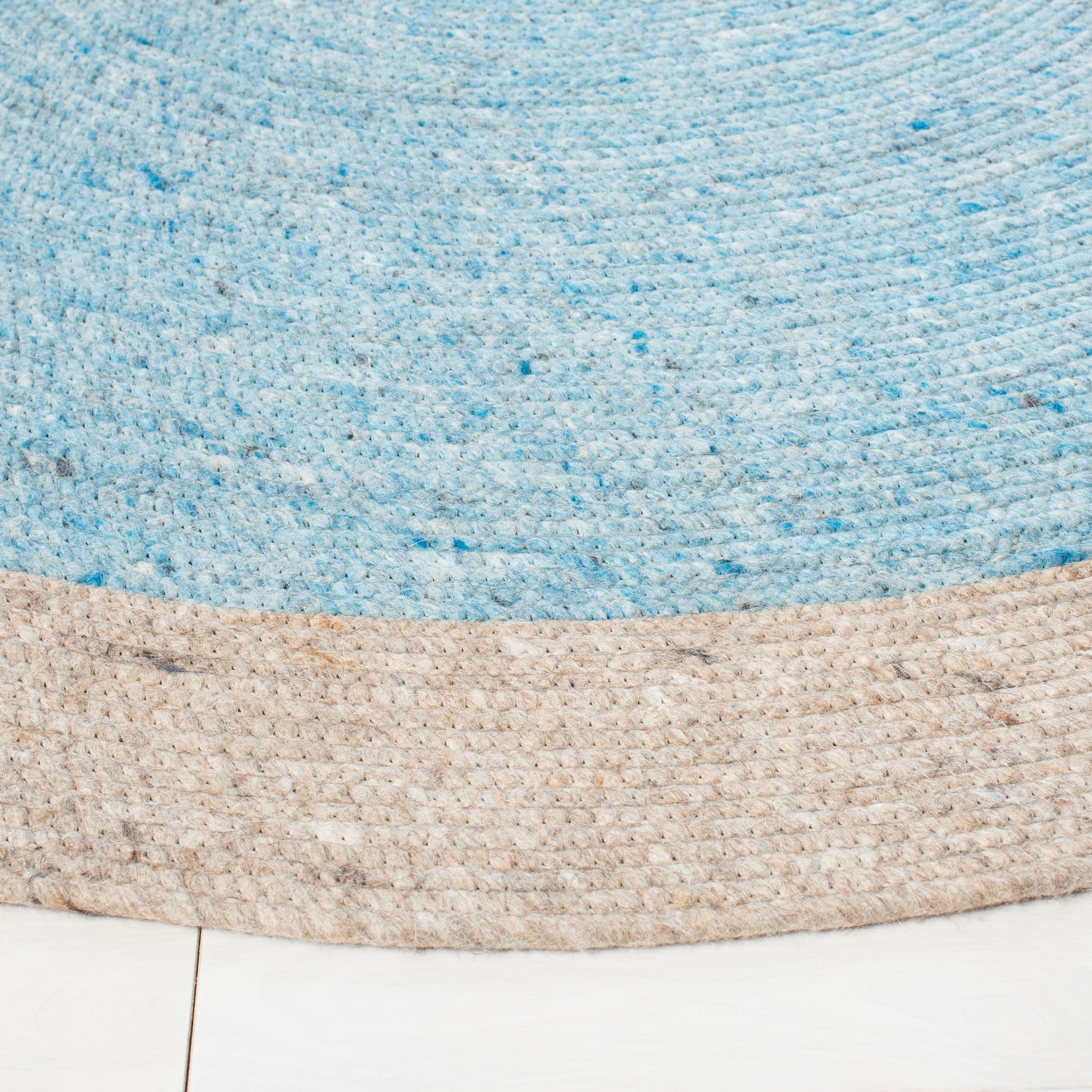 SAFAVIEH Braided Simon Bordered Reversible Area Rug, Blue/Beige, 4' x 6' Oval