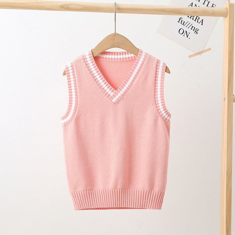 Alvivi Kids V-Neck Knitted Sweater Vest School Uniform Sleeveless