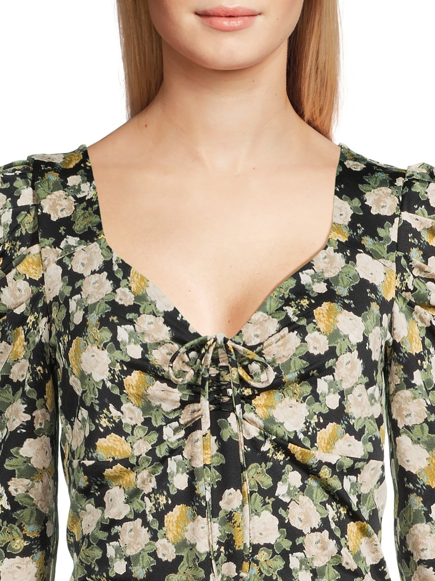 Self Esteem Juniors Cinch Front Top with Long Puff Sleeves