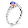thumbnail image 3 of Gem Stone King 0.63 Ct Blue Tanzanite G/H Lab Grown Diamond 10K White and Rose Gold Engagement Ring, 3 of 4