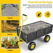 GVDV Heavy Duty Steel Garden Cart with Liner, 40 x 20, 660lbs Capacity, 10 Wheel, Utility Cart for Yard Work Hauling and Outdoor Use, Black/Yellow