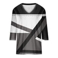 thumbnail image 2 of New Summer Womens Tops 2024 3/4 Sleeves Plus Size Fashion Multi-color V-neck Seven Quarter Sleeve Patchwork Printed Tops Long Sleeved V-neck Tops/Shirt, 2 of 3