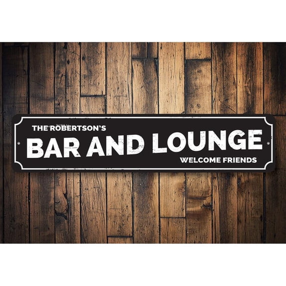 Bar and Lounge Novelty Decor, Metal Wall Sign - 4x18 Inches