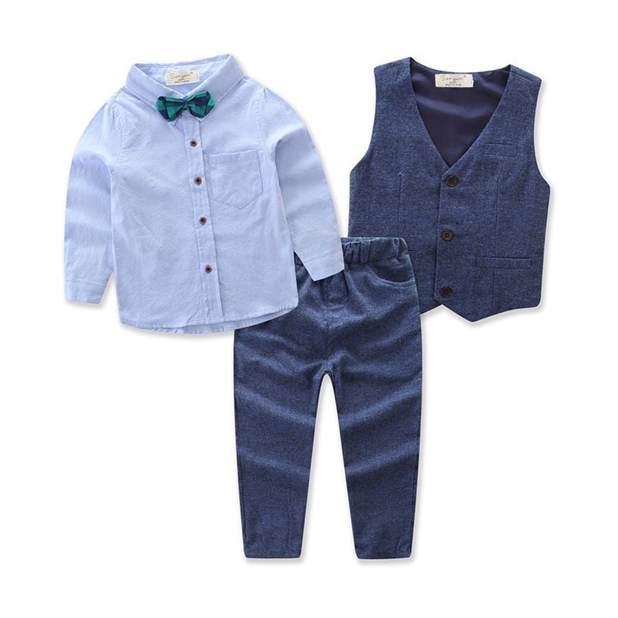 Angcoco Little Boys Gentleman Dress Shirt+Waistcoat+Trousers 3-Piece Outfits Suits
