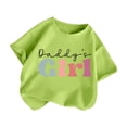 thumbnail image 5 of Girls Soft Cotton Letter Print Graphic Tee Short Sleeve Crewneck Pullover T-Shirt Green Size 3-4T, 5 of 5