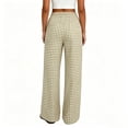 thumbnail image 5 of Yungyresw Gingham Pants Women Elastic Drawstring Waist Lightweight Casual Pants Straight Wide Leg Plaid Lounge Trousers Deep Green L, 5 of 8