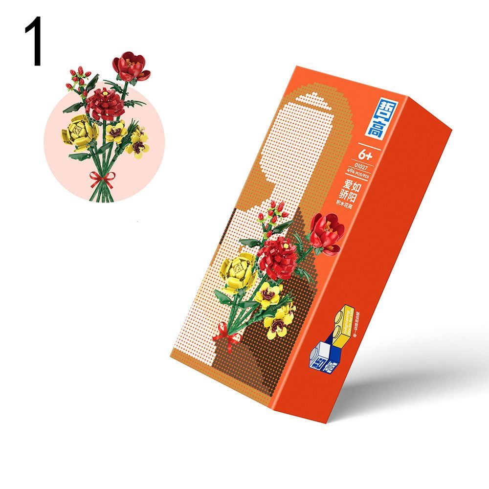 Creative Threedimensional DIY Eternal Flower Bouquet Building Blocks
