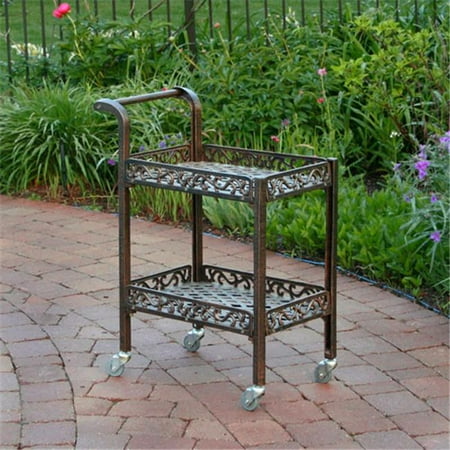 Oakland Living 2 Tier Metal Patio Service Cart: Rust-Free, Weather-Resistant Aluminum with Casters