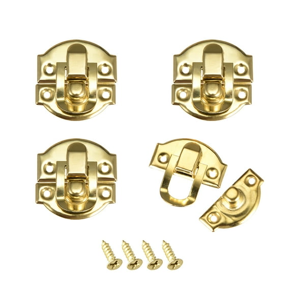 Uxcell Box Latch, Small Size Golden Decorative Hasp Cases Catch w Screws 4Pcs