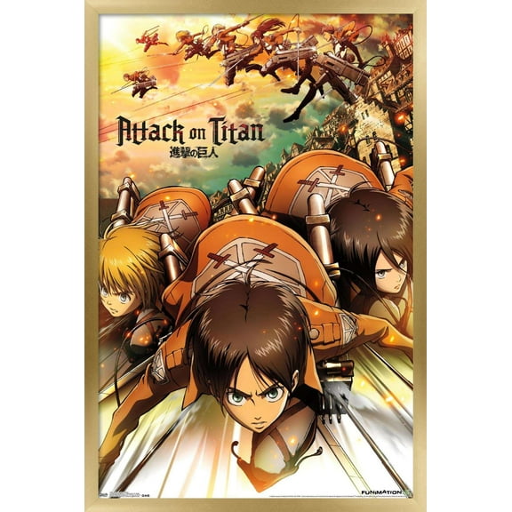 Attack on Titan - Attack Wall Poster, 22.375" x 34", Framed