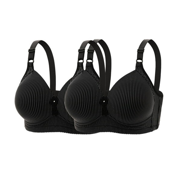 VISALY Push Up Bra Seamless Bras High Support Bras For Women Adjustable Strap Full Coverage Up Bras Comfortable No Underwire Wireless Bras Wireless Bras Comfortable Bras Bras For Women Black 46