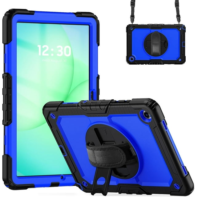Funda para Samsung Galaxy Tab A11 Plus de 11 pulgadas (2025) y A9 Plus de 11 pulgadas (2023), resistente, a prueba de golpes, con soporte giratorio de 360° y correa de mano/bandolera.