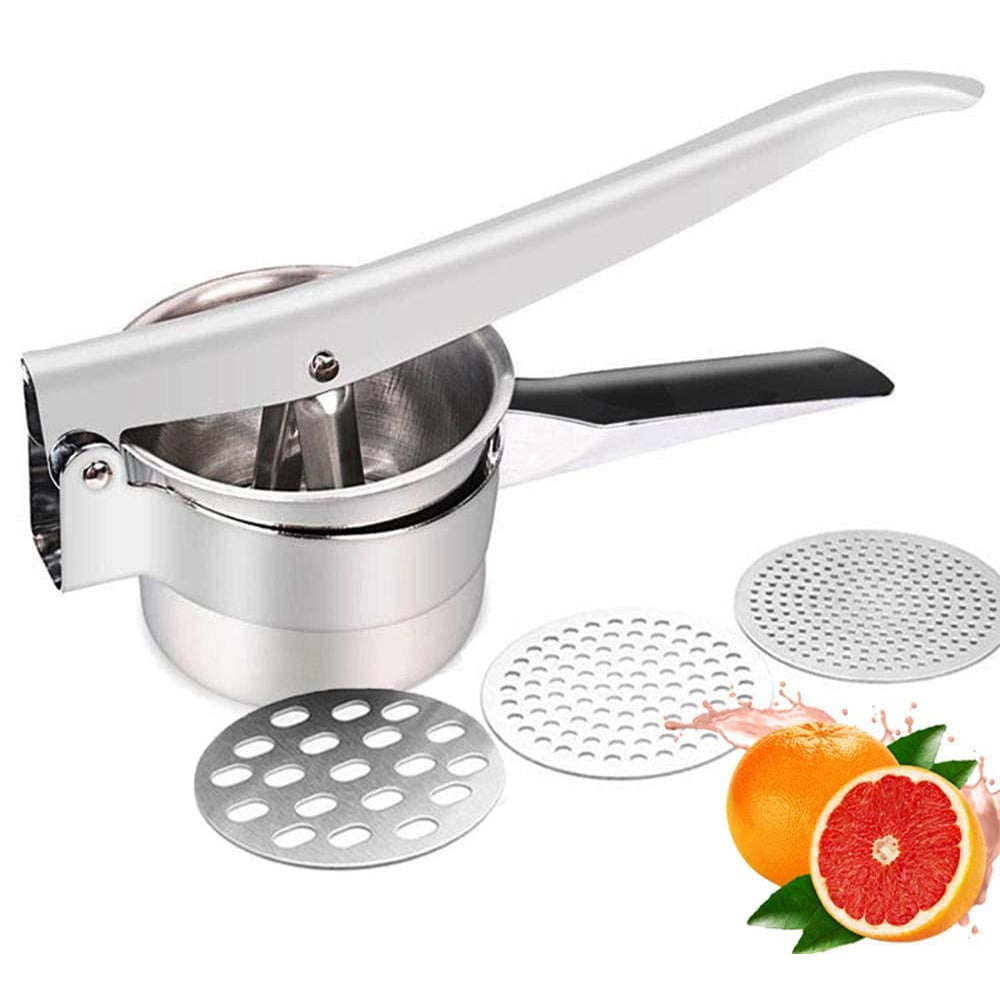 Potato Ricer with Handle and 3 Stainless Steel Interchangeable Ricing Discs Hand Juice Maker for Home Kitchen Vegetable and Fruit Ricer Potato Masher