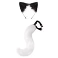 thumbnail image 3 of Conjunto de orejas y cola de gato para disfraz de mujer/niña, accesorios para cosplay. Blanco, 3 of 7