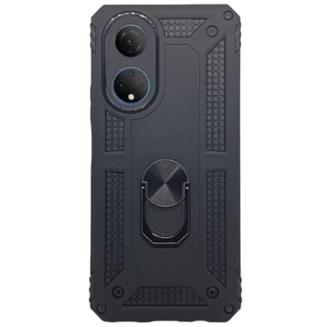 Funda Uso Rudo Cely Vesmir con Anillo Magnético Para Honor X7 Negro Más 2 Micas de Cristal