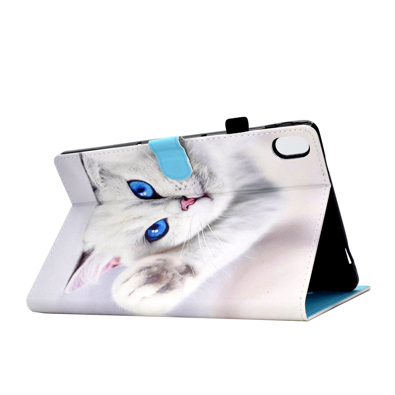 Dteck for iPad 10th Generation 10.9 Inch 2022, Cute Pattern PU Leather Folio Case Flip Stand Cover with Card Slots Pencil Holder for Apple iPad 10th Gen, White Cat