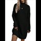 thumbnail image 2 of Vestido Informal de Punto con Cuello Alto y Larga para Mujer, Otoño e Invierno, Color Liso, Estilo Jersey, Falda A la Cadera Negro M, 2 of 9