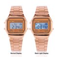 thumbnail image 3 of Reloj de pulsera rectangular Bling Bling Acero inoxidable Oro rosa, 3 of 14