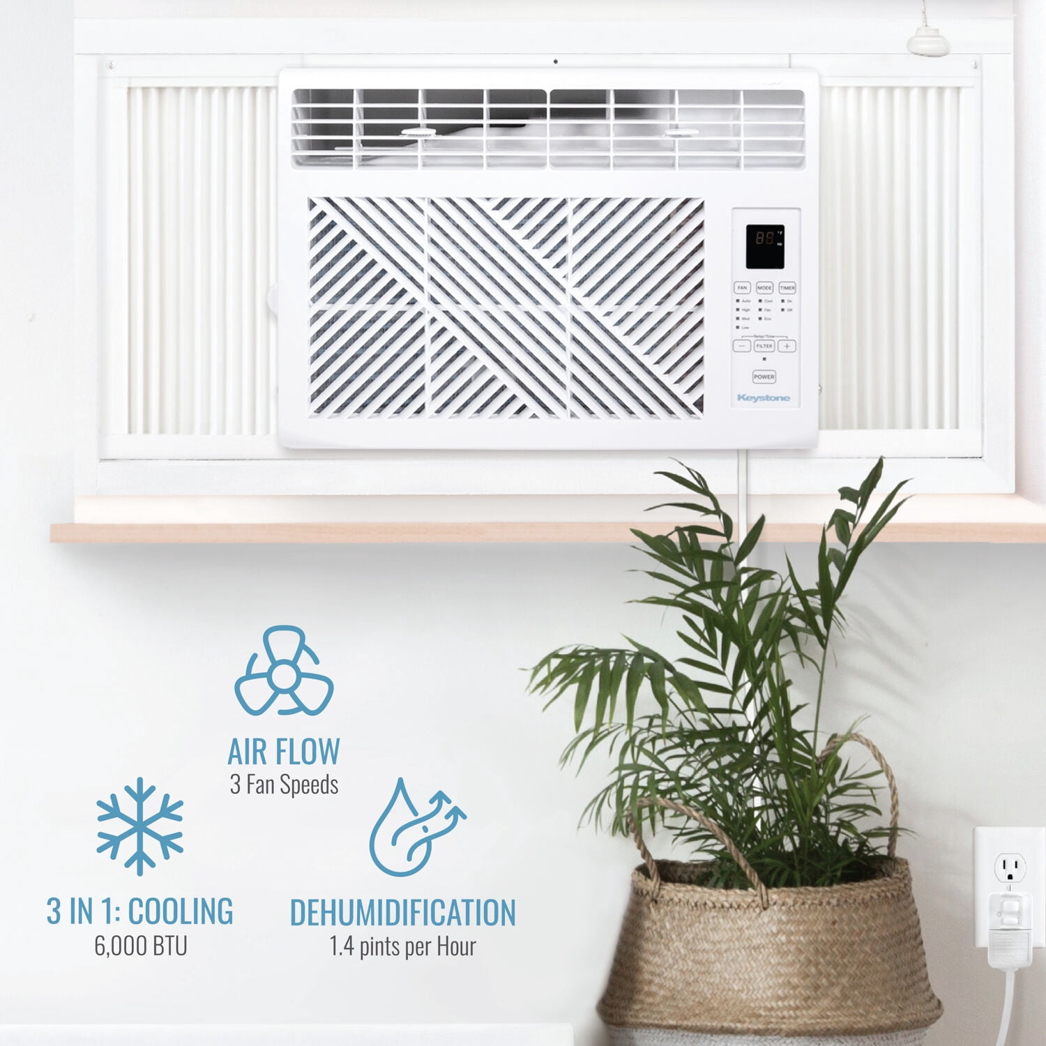 Keystone 6,000 BTU 250 Sq ft Window Air Conditioner with Remote Control, KYST061AD, New