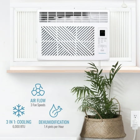 Keystone - 6,000 BTU Window Mounted Air Conditioner with Remote Control - white