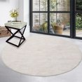 thumbnail image 5 of CAROMIO Rugs Solid Machine Washable Area Rug Non-Slip Low Pile Modern Area Rug Contemporary Indoor Area Rug Home Office Throw Carpet, 4' x 4' Round Pale Beige, 5 of 5