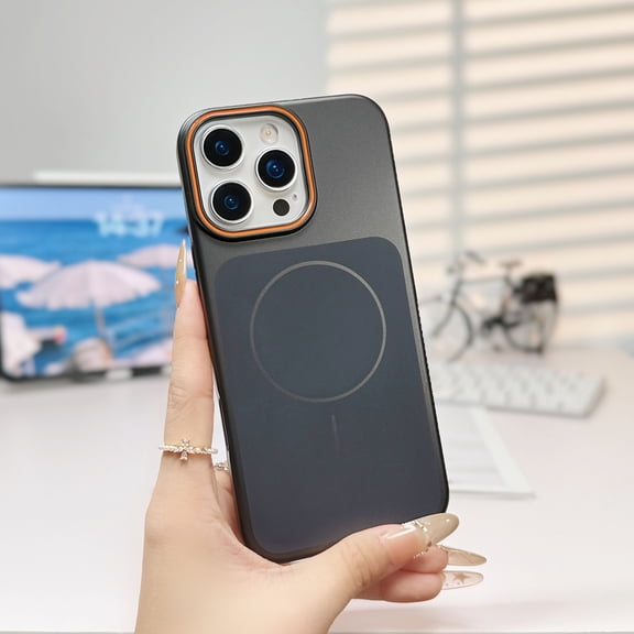 Magnetic for iPhone 16 Pro Max Case, [Compatible with MagSafe] Luxury Slim Thin Shockproof Metallic Paint Hard PC Glossy Skin Friendly Drop Protective Phone Case for iPhone 16 Pro Max, Black