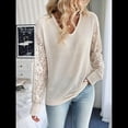 thumbnail image 4 of Camisas de Larga para Mujer, Blusas de Encaje con Cuello en V, Blusas Informales de Negocios, Conjuntos de Moda de Otoño, Ropa Albaricoque XXL, 4 of 9