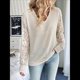 thumbnail image 4 of Camisas de Larga para Mujer, Blusas de Encaje con Cuello en V, Blusas Informales de Negocios, Conjuntos de Moda de Otoño, Ropa Albaricoque XXL, 4 of 9