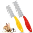 thumbnail image 1 of 2 Pieces Pet Hair Buster Comb Small Pet Grooming Comb Stainless Steel Long and Short Teeth Comb for Small Animals Rabbits Hamsters Guinea Pigs, Red an, 1 of 4