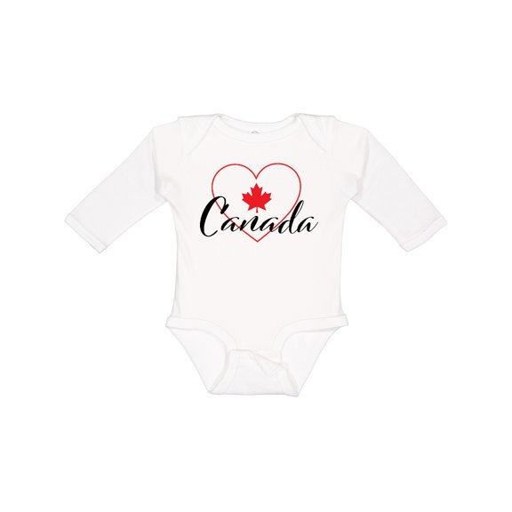 Inktastic Canada-heart and maple leaf Boys or Girls Long Sleeve Baby Bodysuit
