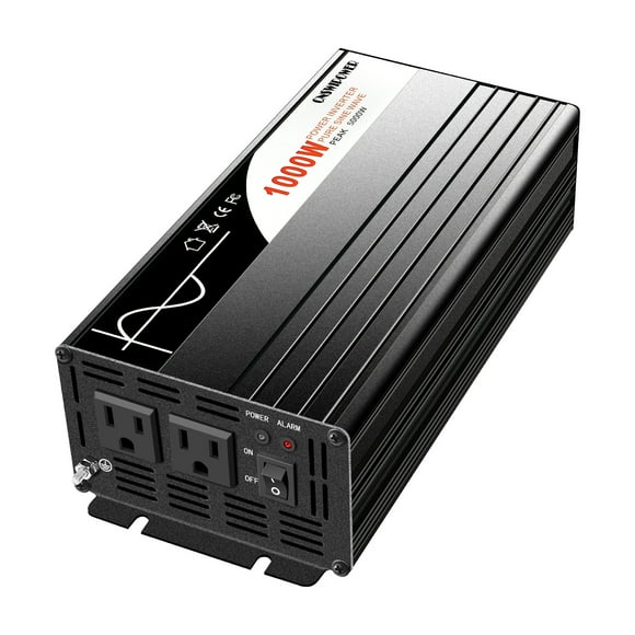 CNSWIPOWER 1000W (Pico 2000W) inversor de Corriente de Onda sinusoidal Pura DC 12V a AC 110V 60Hz convertidor Solar para Uso doméstico Coche (DC12V (Rango 10V-15V)