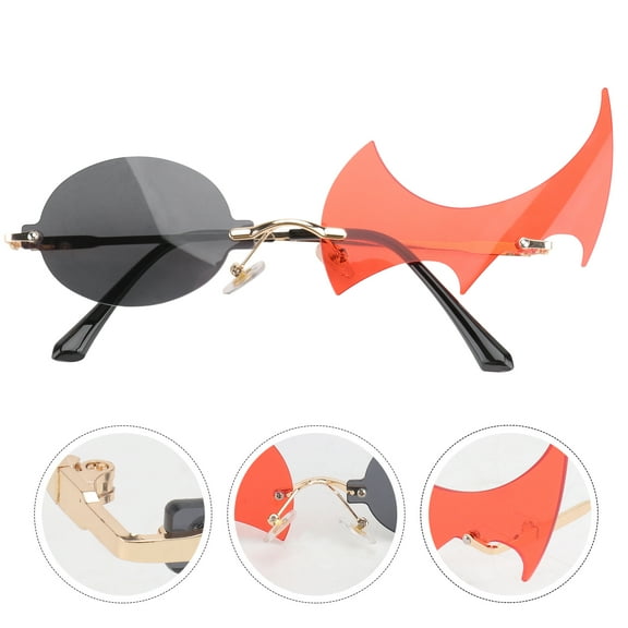 FELTECHELECTR 1 Pair Trendy Sunglasses Metal Pc Material Gold Color High-definition Lenses Festival Party