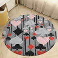 thumbnail image 6 of CASINO NIGHT'S CARD SUITES STRIPES GREY ART Round Carpet Circle Rug Outdoor Patio Area Rug Washable Large Area Rugs Hallway Room Decor Fitness Mats, 6 of 8