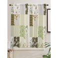 thumbnail image 5 of Spring Floral Bathroom Window Curtain, Yellow Flowers Botanical Patchwork Grid Bohemia Light Filtering Coffee Kitchen Curtains, Bedroom Living Room Curtains 2 Panel 84"x63", 5 of 6