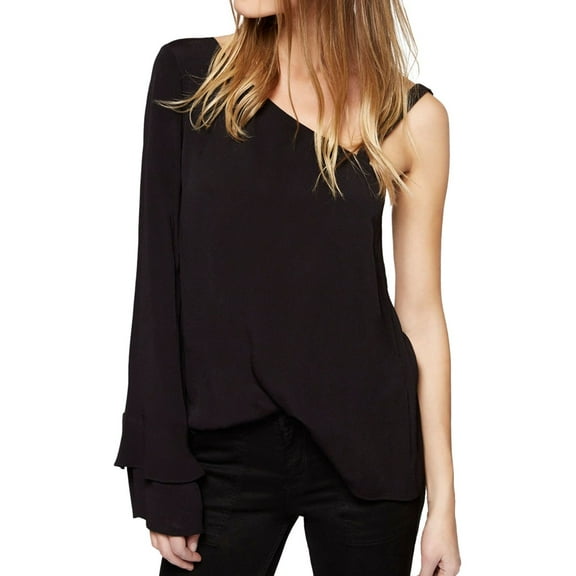 Sanctuary Clothing Womens Solid One Shoulder Blouse, Black, X-Small