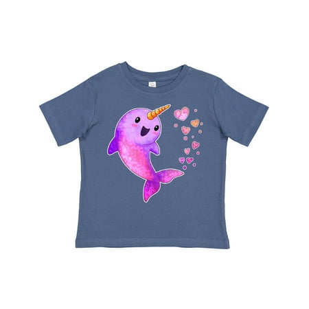 

Inktastic Valentine s Day Cute Pink Narwhal with Hearts Gift Toddler Boy or Toddler Girl T-Shirt