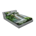 thumbnail image 2 of Ambesonne Green Fitted Sheet & Pillow Sham Set, Waterfall Nature Exotic, King, White Green, 2 of 2