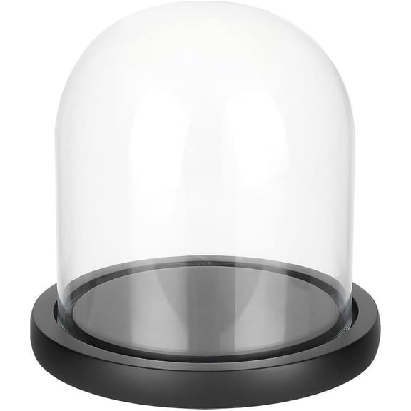 5.5x5inch Eternal Transparent Flower Glass Cover Glass Display Dome Cloche Jar with Black Solid Wood Base for DIY Flower Craft Christmas Decorations DIY