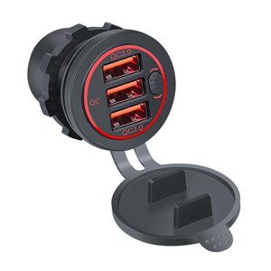 Compatible 3 Port USB Chargeur de voiture QC3.0 Chargement rapide USB Adaptateur de chargeur de voiture 12V-24V_Parfait Gift