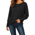 thumbnail image 2 of Njagoc3 Tops for Women | Crewneck Long Sleeve Relaxed Fit Pullover Top with Ribbed Cuffs & Curved Hem | Relaxed Fit for Fall Casual Wear & Lounge Activities，Black，S, 2 of 6