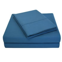Superior Tierney Cotton Percale Deep Pocket Sheet Set, Queen, Navy Blue