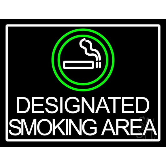 Designated Smoking Area LED Neon Sign 15 x 19 - inches, Clear Edge Cut Acrylic Backing, with Dimmer - Bright and Premium built indoor LED Neon Sign for Bar decor.