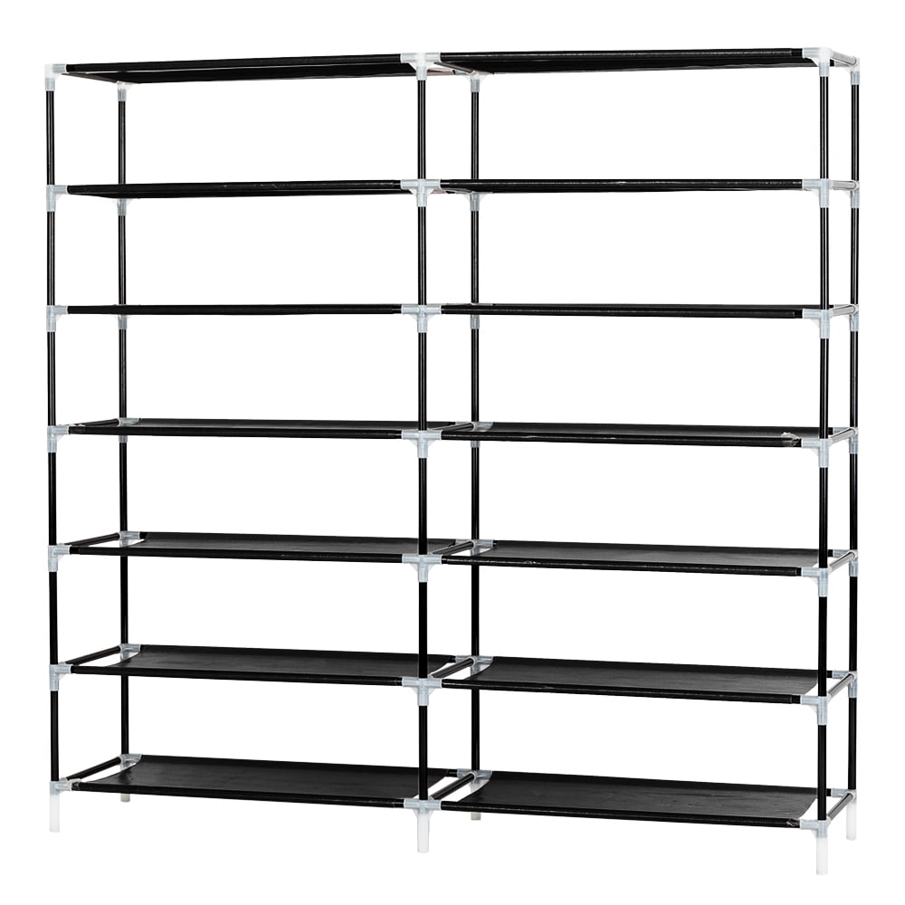7 Tiers Shoe Rack Portable Closet Fabric Cover Shoe Storage Organizer Cabinet, Black