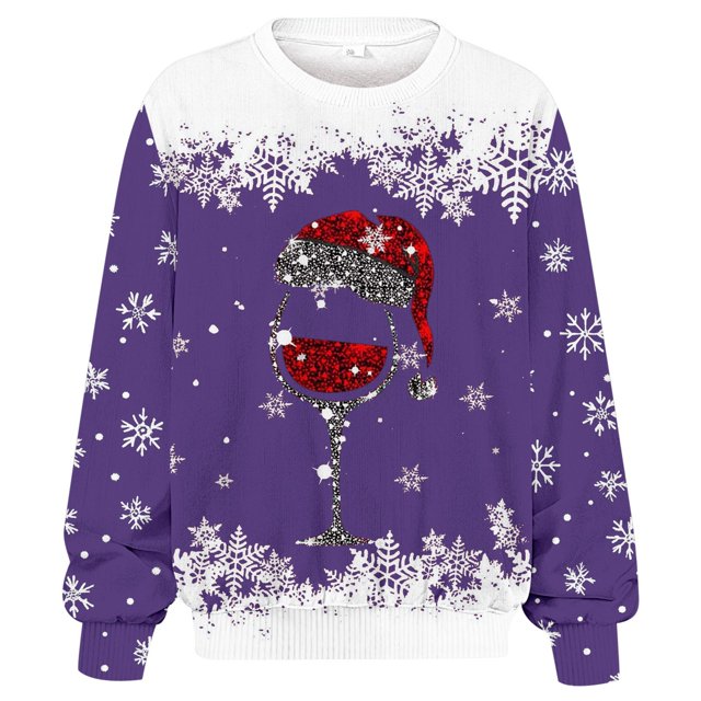 FYEGRE Chandail en Molleton à Manches Longues Texturé Col Rond Grande Taille pour l'Hiver, Coupe Décontractée Confortable, Violet m