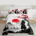 thumbnail image 2 of Castle Fairy Teenagers Japanese Samurai Full Size Comforter Sets,Black Red Bedding Sets, 2 of 8